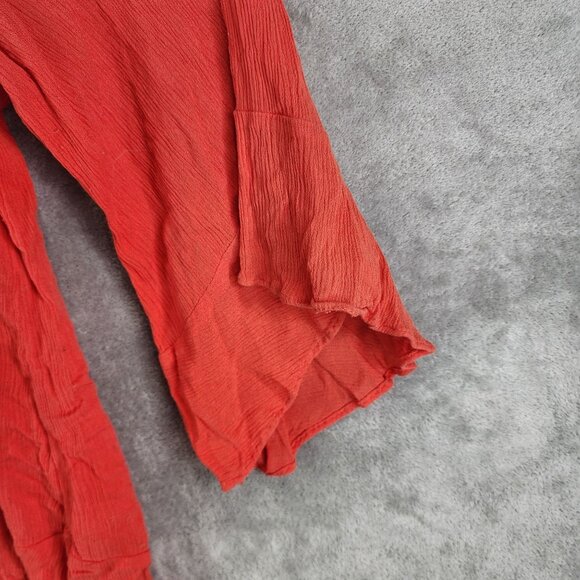 Women's Orange Chico's Blouse Top Cold Shoulder 3/4 Sleeve Round Neck Size 3 - Picture 4 of 12